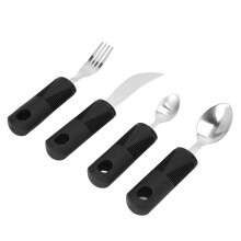 Juego de 4 piezas de cucharas y tenedores de acero inoxidable con mango de goma