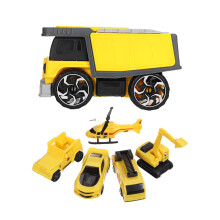 (6PCS) Simulation Inertia Deformation Track Engineering Vehicle Diecast Car Model Toy with Storage Parking Lot for Kids Birthdays Gift