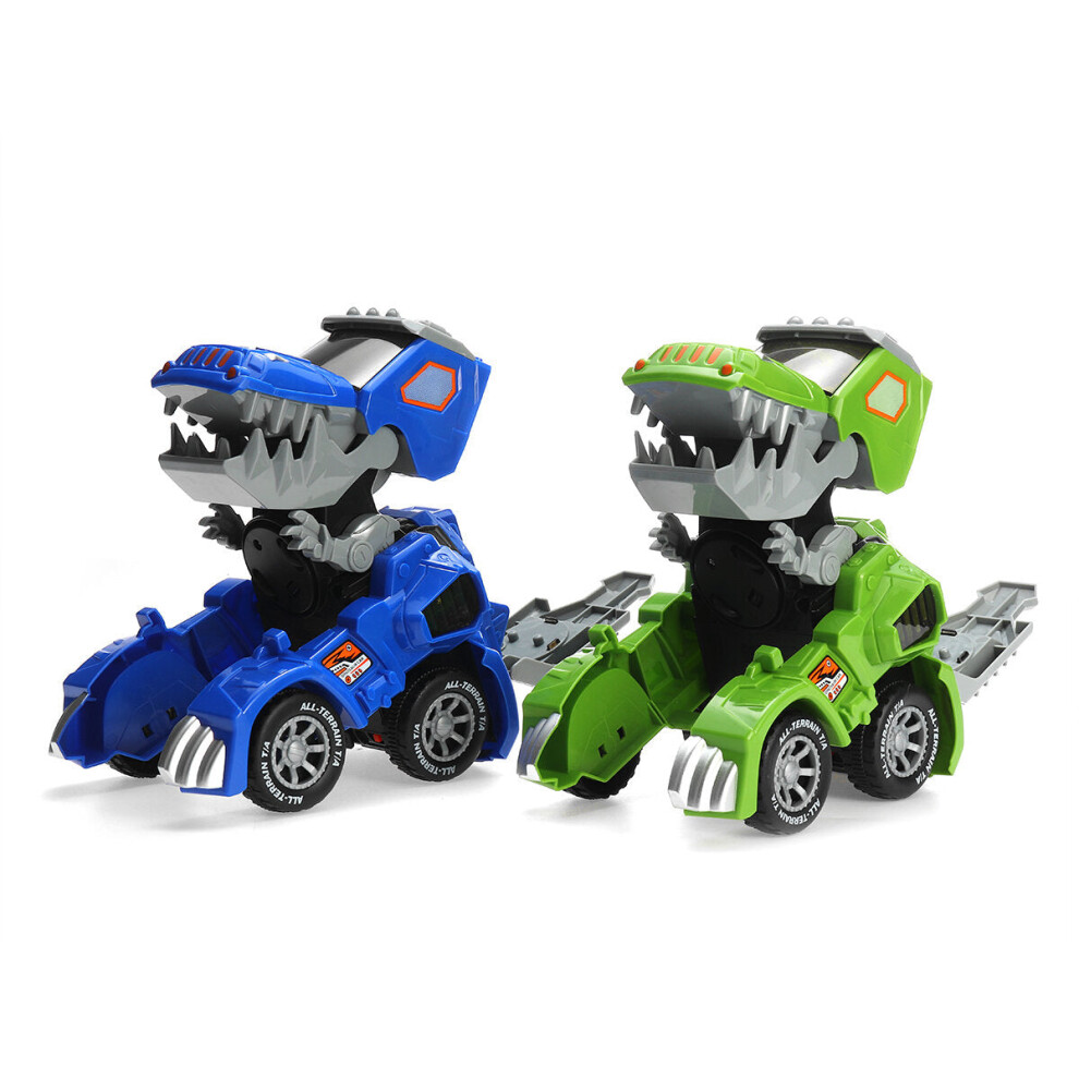(Green) Electric Deform Dinosaur Automatically Turn Car Toy with Music Flashing LED Lights for Kids Gift Collection-image-OPC-PJM9JVV-NEW