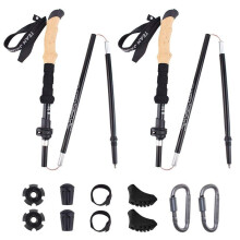 (Red) 2Pcs Hiking Walking Sticks Aluminum Alloy Trekking Pole Ultralight Camping Hiking Foldable Nordic Walking Pole Telescopic Crutch