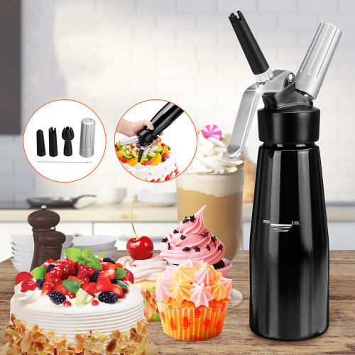 500ml Whipped Cream Dispenser Whipper Cracker Attachen Nozzles Desserts Maker Kitchen Bakeware Tool 2