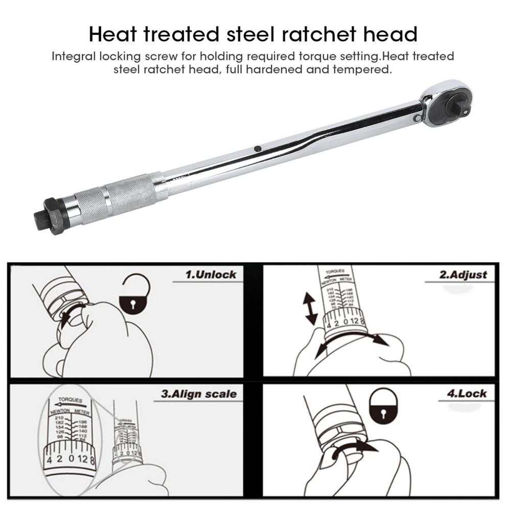 1/2In Torque Wrench 28-210Nm Ratchet Spanner High Precision 8251340978234