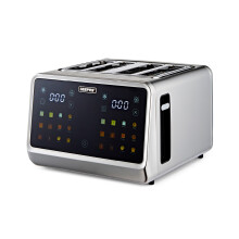 GEEPAS 6-in-1 DIGITAL 4 Slice Toaster | Stainless Steel Housing Wide Slots LED Display & Timer | 6 Browning Level Cancel Defrost & Reheat Function