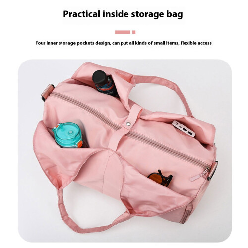 (blue) Gym Bag With Separate Shoe Compartment Waterproof Fabric Adjustable 2