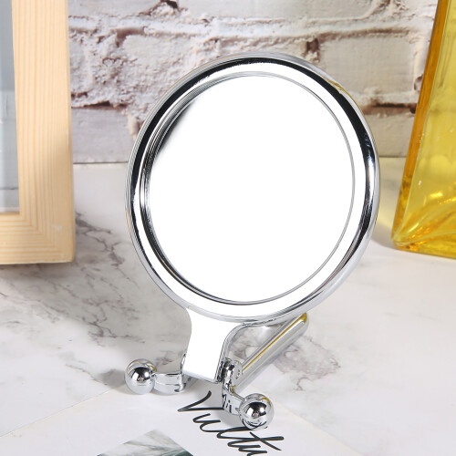 Folding 5X Magnification Silver Cosmetic Mirror with Double Sided Surface 2