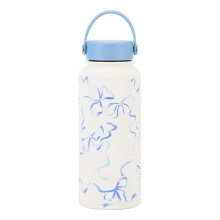 (B) Cute Bow Water Bottle Stainless Steel For Owala Pink For Travel For
