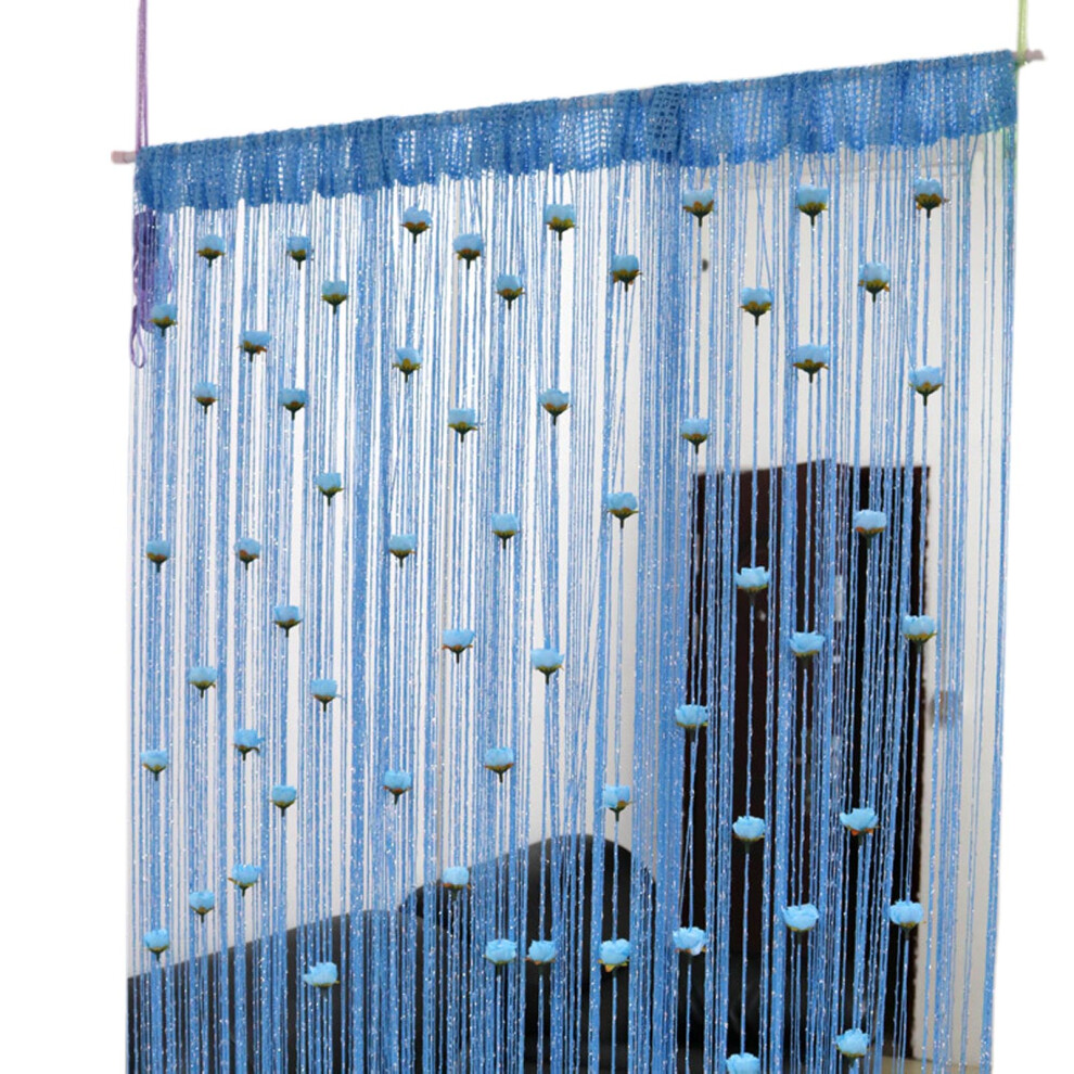 (blue) Floral Curtains Made Of Polyester Yarn And Silver Thread Adding Warmth-image-OPC-PJM9QDP-NEW