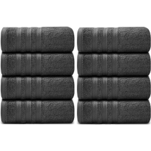 Pack of 8 Big Super Jumbo Bath Sheets 100x200 cm Premium Egyptian Cotton XL Bath Towels (Charcoal Grey)