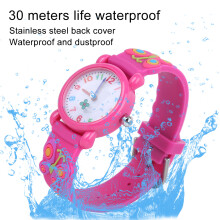Kids Waterproof Wrist Watch Cartoon Pattern Children's Watch Gift Rose Red