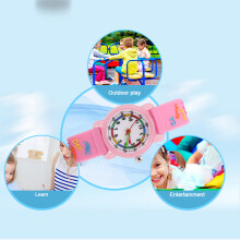 Children's Pink Time Learning Watch Waterproof with Cute Letter Band