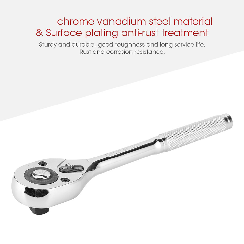 Adjustable 45 Teeth Quick Release Ratchet Wrench 1/2In Chrome Hand Tool 8021340993342