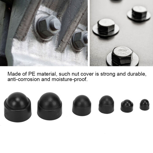 Protective Black PE Hex Nut Caps M4-M12 145PCs for Various Applications