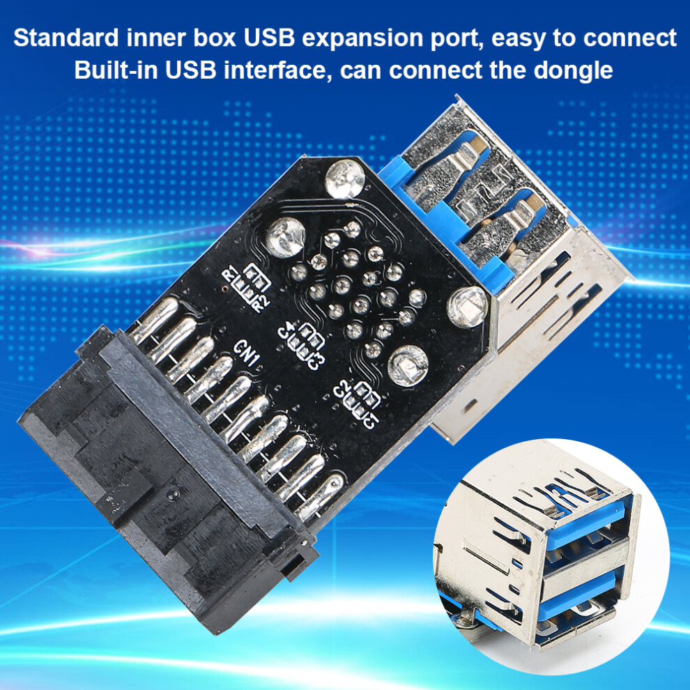 19Pin To 2-Port Usb 3.0 Adapter Converter Abs Computer Accessories Black 4171340996585