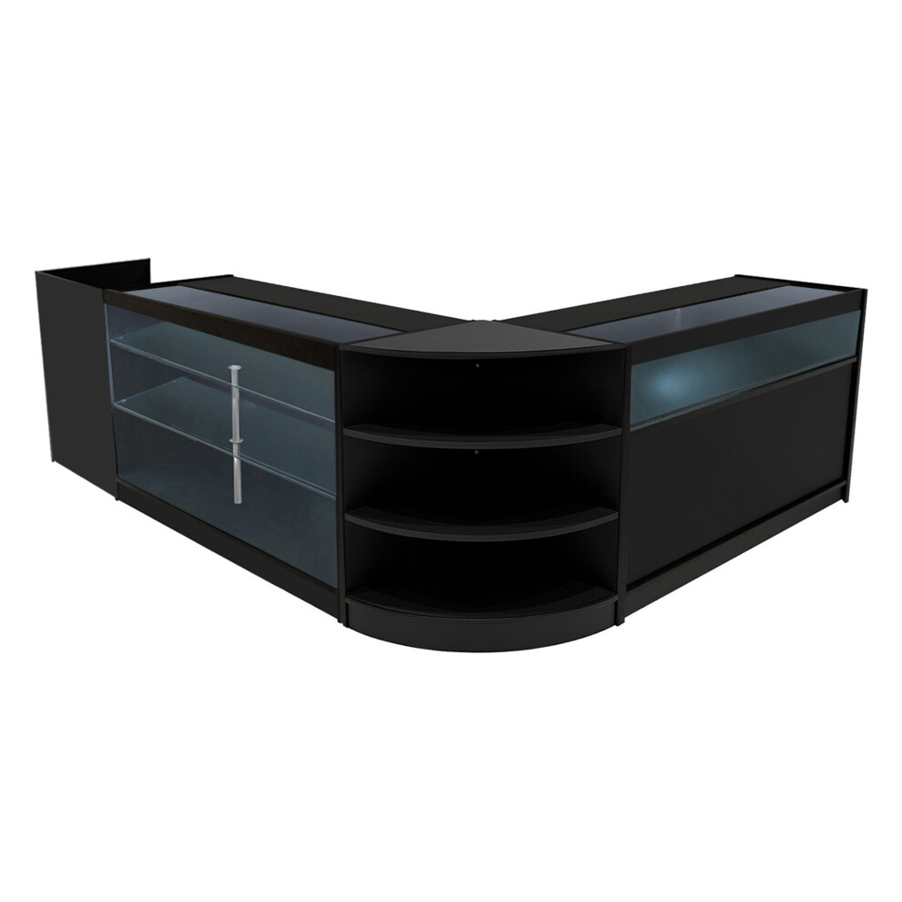Monstershop (2 X 1500Mm W Counters & X 600Mm W Units - ) Shop Counter Set Hyperion Led Lockable Retail Black/Light Size 2