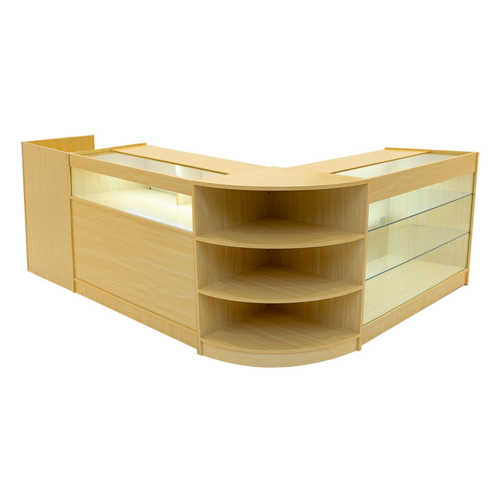 Monstershop (2 X 1200Mm W Counters & X 600Mm W Units - Maple) Shop Counter Set Hyperion Led Lockable Retail Light Size 2
