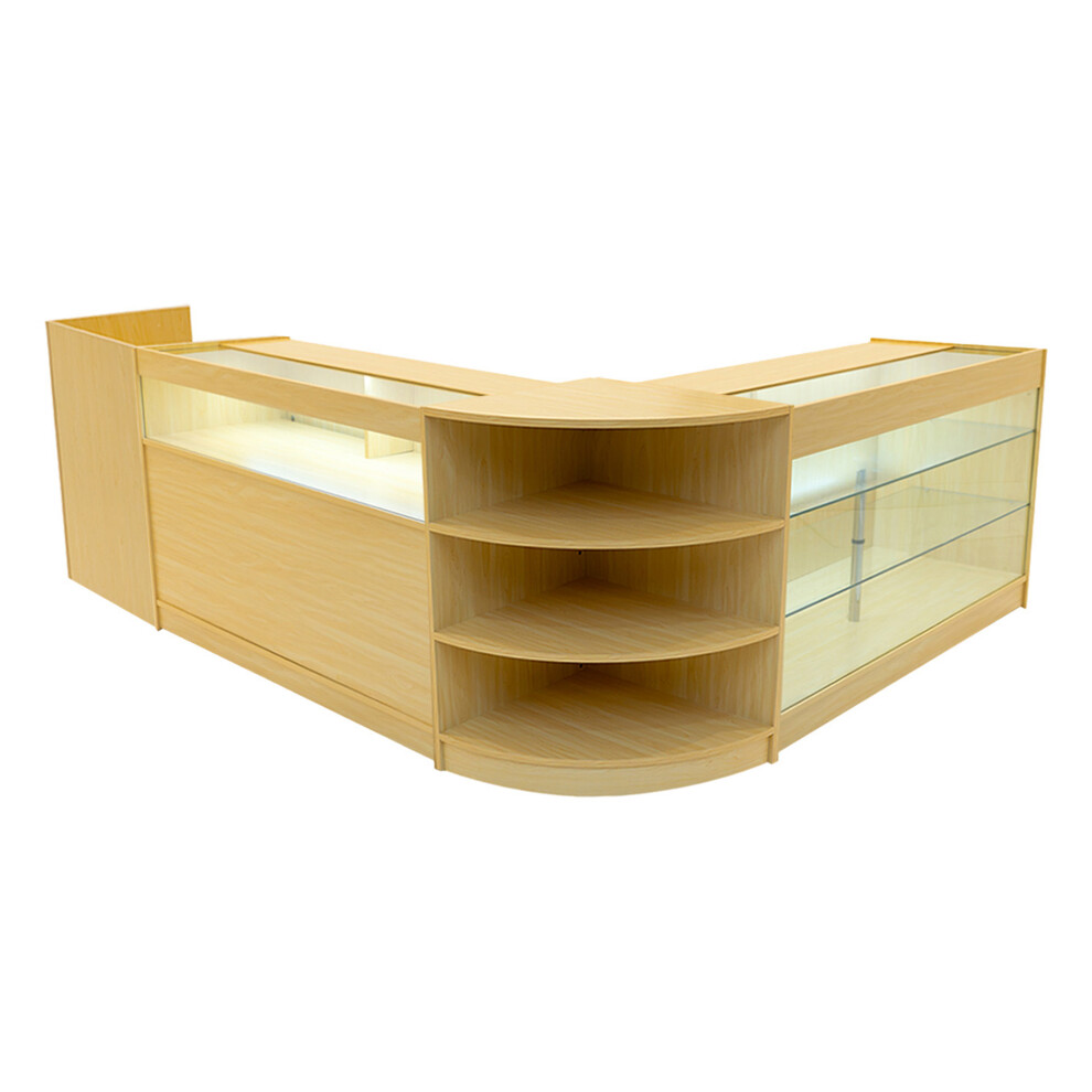 Monstershop (2 X 1500Mm W Counters & X 600Mm W Units - Maple) Shop Counter Set Hyperion Led Lockable Retail Light Size 2