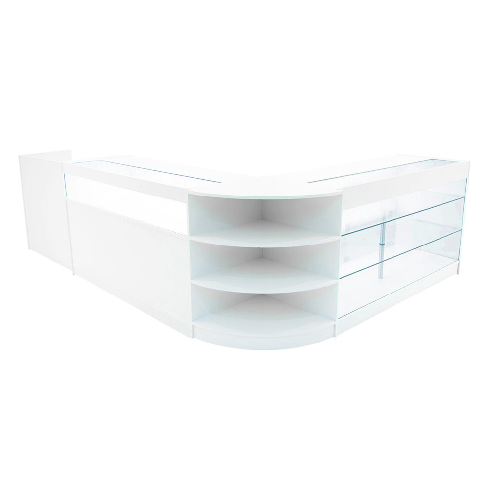 Monstershop (2 X 1500Mm W Counters & X 600Mm W Units - ) Shop Counter Set Hyperion Led Lockable Retail White/Light Size 2