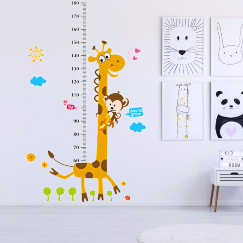 4Pcs Giraffe Kids Wall Sticker Removable Height Chart 60-180cm 2