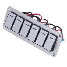 Panel de interruptores impermeable para automoción de 6 posiciones, 12V-24V, interruptor basculante de 5 pines, LED azul