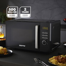 (Black) GEEPAS Digital Microwave Oven, 23L | 5 Power Levels, Reheating & Defrost Function | Digital Display 60 Minute Timer 8 Pre-set Modes