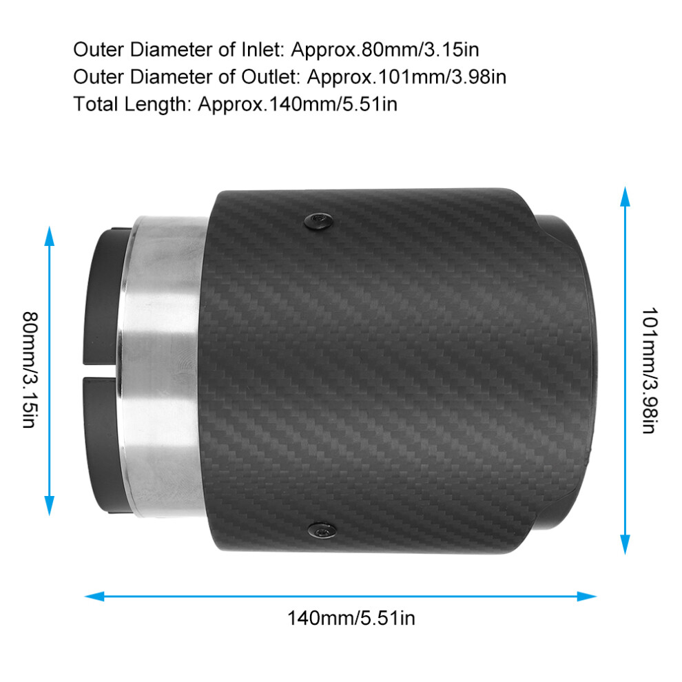 Corrosion-Resistant 80Mm-101Mm Matte Exhaust Tip For Mazda Cx4 Cx5 Black 5091341009604