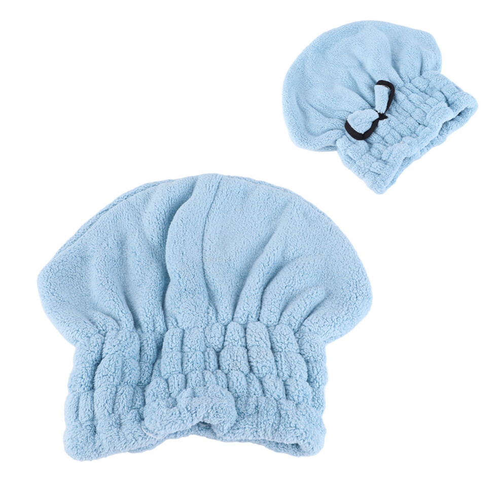 Blue/Coral Quick-Drying Fleece Shower Hat For Women & Girls