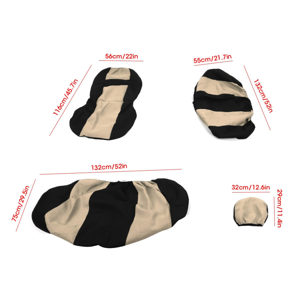 Car Seat Cover Protector 9Pcs Breathable Dustproof Set For 5-Seats Beige/Black 8311341010286