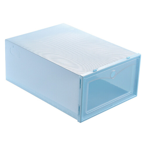 Stackable Shoe Box Organizer Transparent & Dustproof Blue 33x23x13cm Durable 1