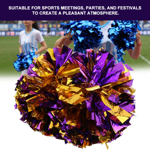 2PCS Lightweight Metallic Pompoms - Perfect for Cheer & Party