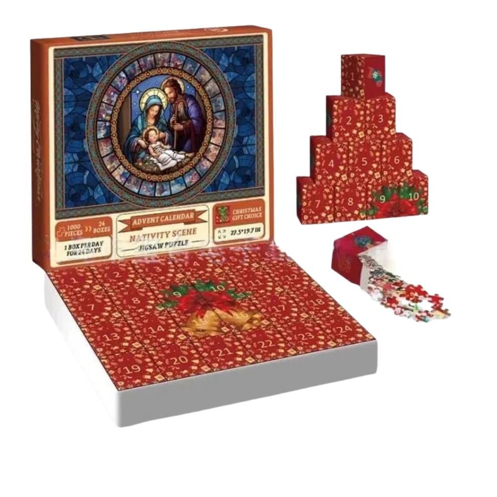 Calendrier de l'Avent 2025, puzzle de la crèche 1000 pièces, calendrier de compte à rebours pour puzzles