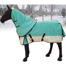 Lightweight Paddock Blanket for Horses 125 cm, Warm Waterproof Winter Blanket with Removable Neck and Tail Cover