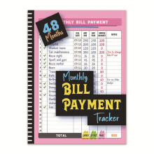 48 Months Monthly Bill Payment Tracking Checklist Book for Home and Business Money Management with Overview Features