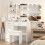 Modern Dressing Makeup Table with 6 Drawers and Stool Vanity Desk 4
