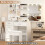 Modern Dressing Makeup Table with 6 Drawers and Stool Vanity Desk 5