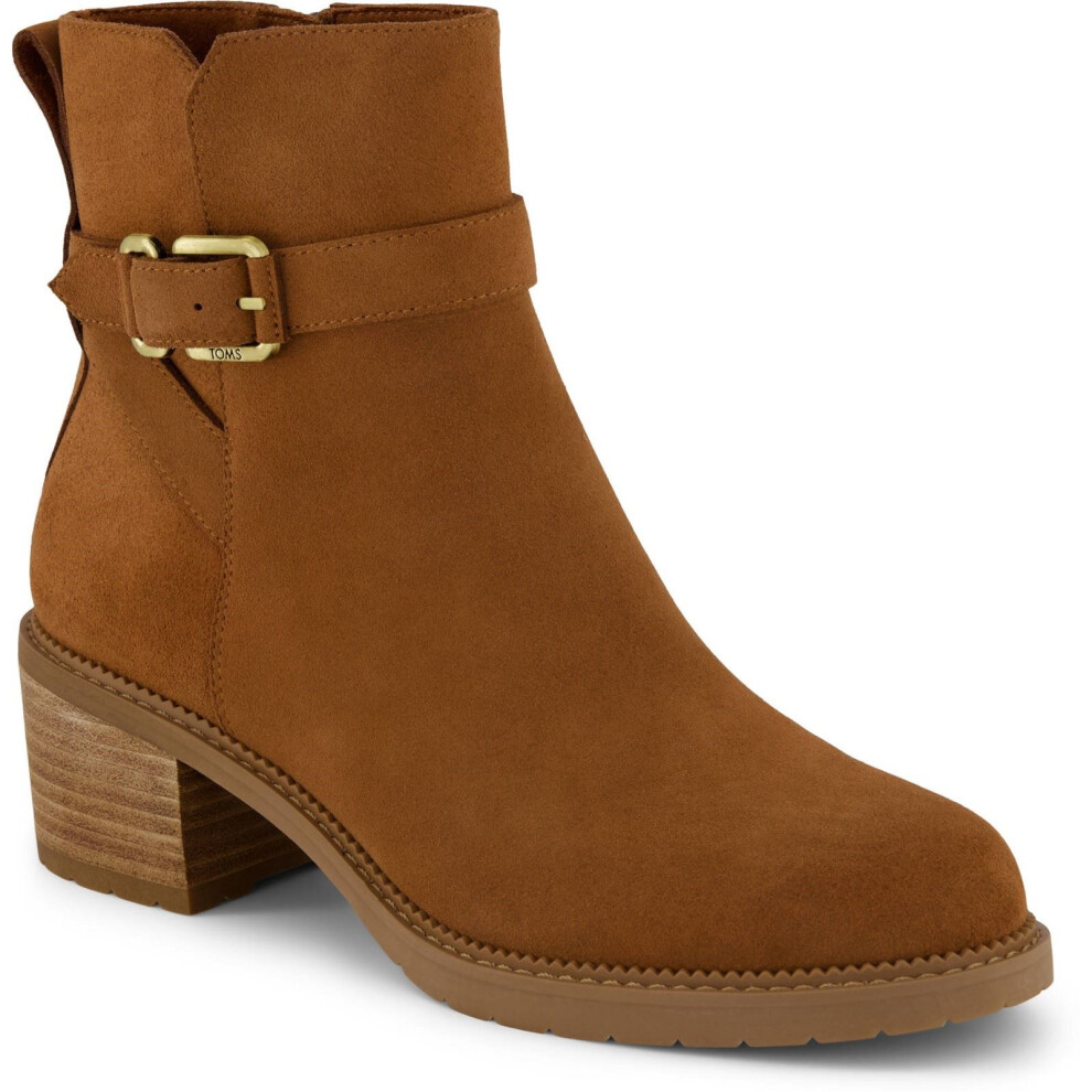 Toms (Brown, 6 (Adults')) Hailey Buckle Leather Women's Amber Brown Heeled Ankle Boots