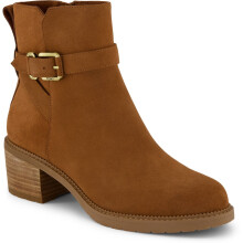 (Brown, 7 (Adults')) TOMS Hailey Buckle Leather Women's Amber Brown Heeled Ankle Boots