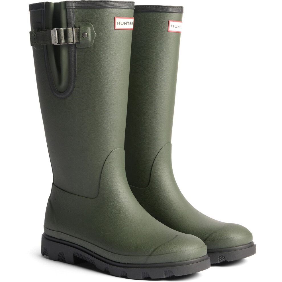 Hunter (, 12 (Adults')) Field Downpour Adjustable Boot Rubber Men's Dark Olive/Black Wellington Boots Green