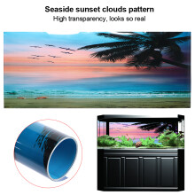 PVC Seaside Sunset Clouds Aquarium Hintergrundaufkleber 61x30cm