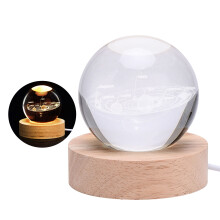 Kristallkugel-Licht 3D gravierte Kugel weiß 6 cm 1,5 W