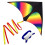 Cometa triangular colorida 150x75cm, cuerda de 30m 10