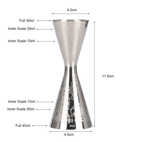 Stainless Steel Jigger with Scale 30ml & 45ml Wine Measuring Tool 1