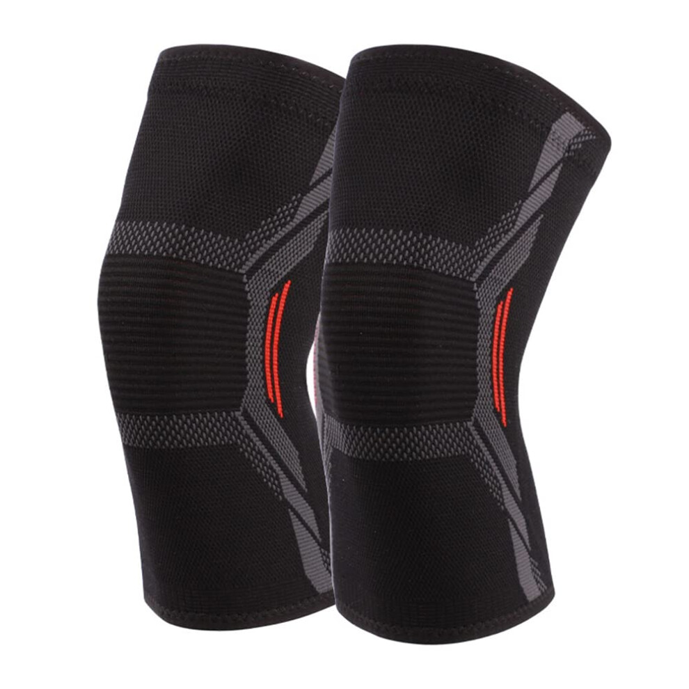 Knitted Nylon Sport Knee Pads For Running Basketball Jump Rope Cold-Resistant Black Red Size S 6947110130026
