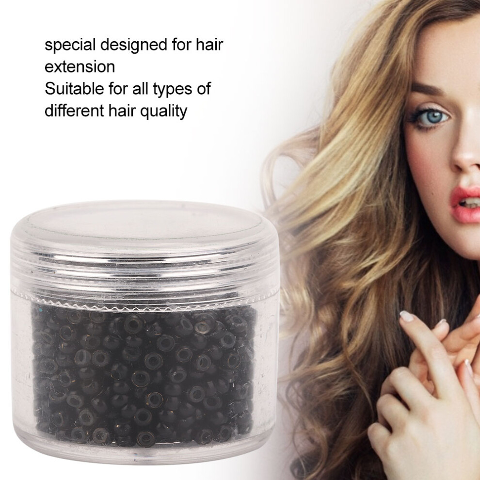 Unisex Black 3Mm X 2Mm Silicone Micro Links Beads - 1000Pcs For Hair Extension