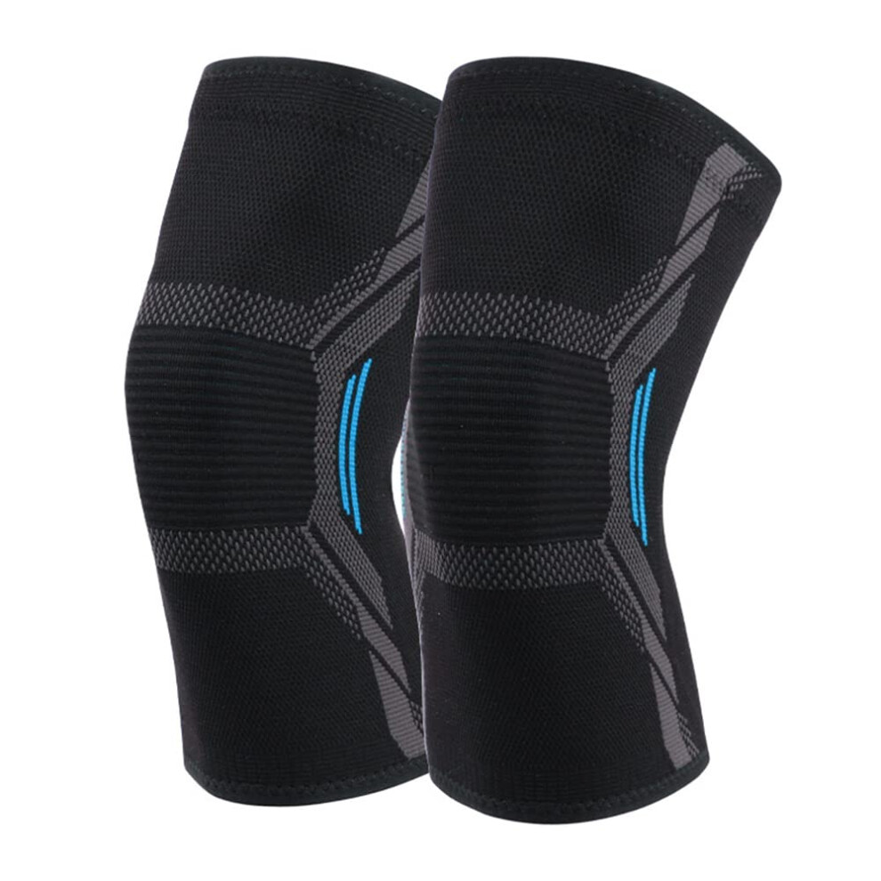 Knitted Nylon Sports Knee Pads For Running, Basketball, And Jump Rope - Warm, Cold-Resistant, Size S, Black And Blue 6276012453729