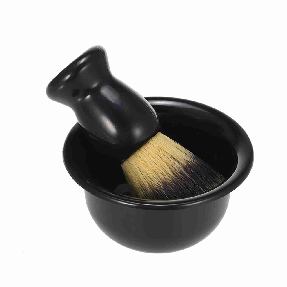 Black Men's Beard Grooming Set: Sturdy Shaving Stand Brush & Soap Bowl