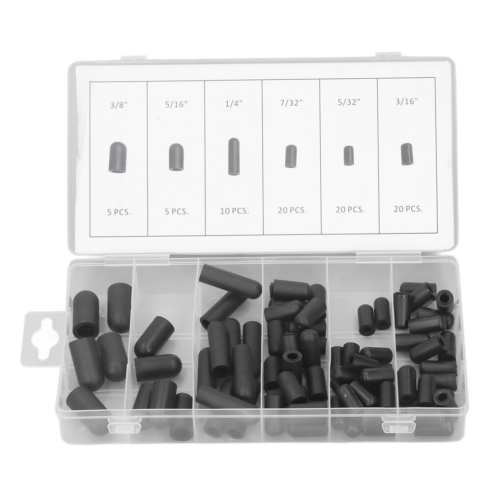 80Pcs Vacuum Hat Plug Assortment Kit Rubber High Black