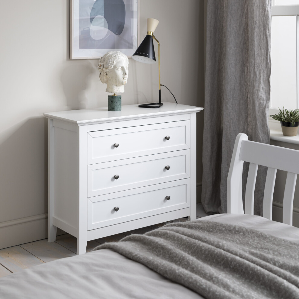 Noa And Nani Karlstad Chest Of Drawers 3 Drawer Wide In Classic White