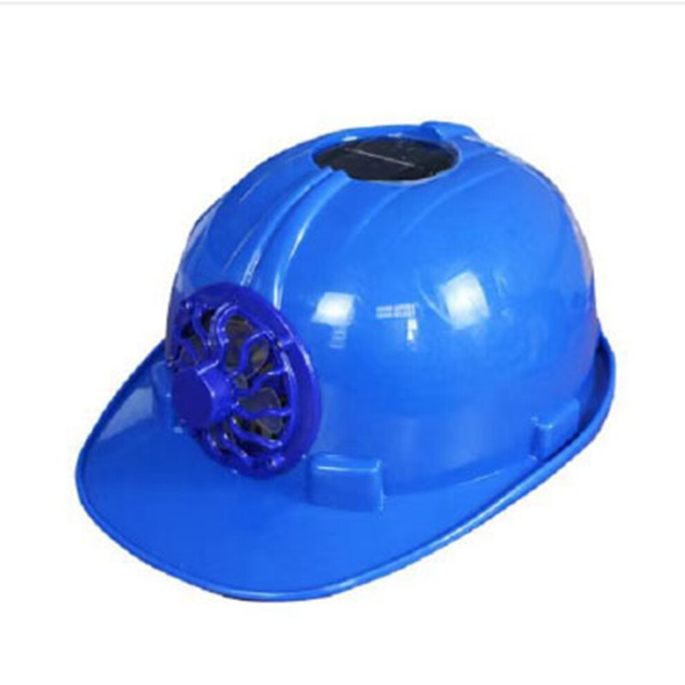 Fan Safety Helmet Front Cooling Solar Cell Powered Blue