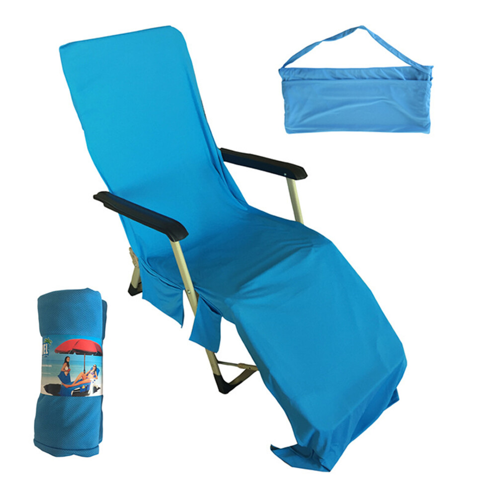 (A) Fiber Beach Towel With Pockets Sunbeds And Loungers Beach Chair Cover