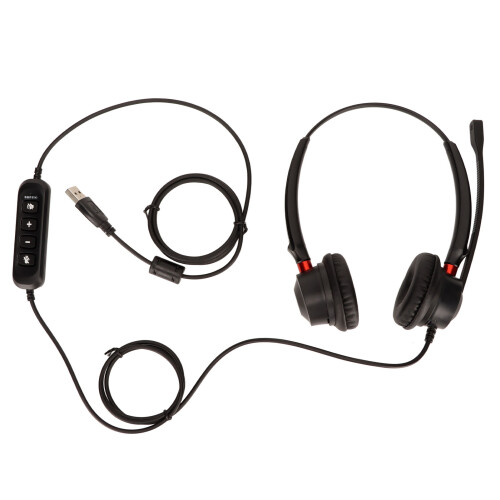 USB-Binaural-Telefon-Headset Schwarz - Anruf, Stummschaltung 1